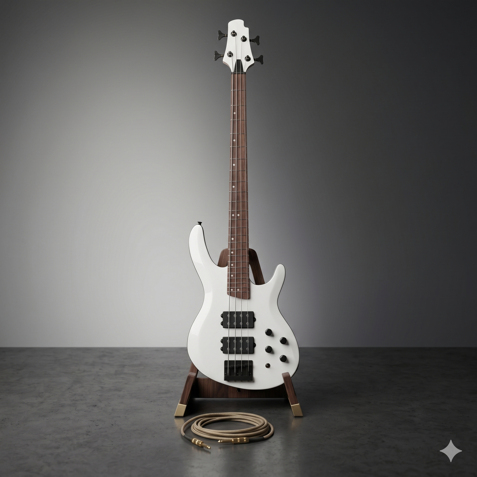 Sleek Arctic White 4-String Bass Guitar (White)